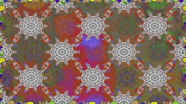 Parlak renkli çiçekleri ve kahverengi ve gri renkli yaprakları olan şaşırtıcı, pürüzsüz çiçek deseni. Modern çiçek arkaplanı. Moda baskıları için zarif bir şablon. Halk stili.