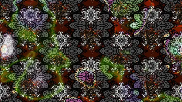 Çizim çiçek deseni duvar kâğıdı olarak kullanılabilir. Gri renkli çiçekler. Raster illüstrasyonu.