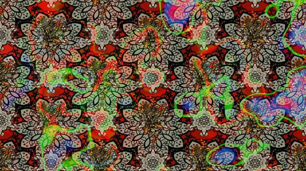 Zentangle soyut çiçekleri. Karalama çiçeği. Raster illüstrasyonu. Güzel kumaş deseni. Renkli Bahar Teması eskiz kalıbı. Düz Çiçek Elementleri Tasarımı.