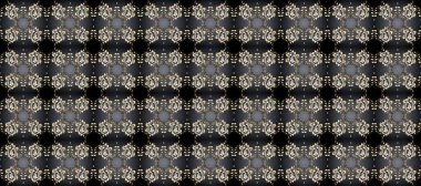 Oriental style arabesques. Seamless golden textured curls. Raster golden pattern. Raster illustration. Brown, gray and black colors with gold elements.