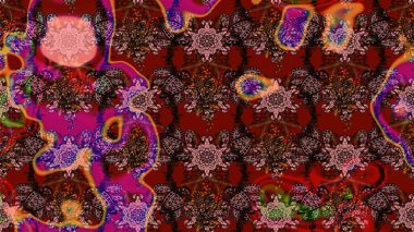 Kahverengi renkte yaz çiçekleri. Çiçekli karalama şeklinde Raster çiçek deseni. Raster illüstrasyonu.