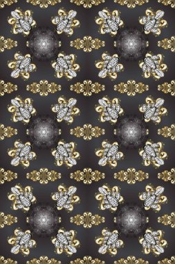 Gri, kahverengi ve bej renklerde geleneksel, klasik, altın, pürüzsüz desen. Barok tarzında kusursuz bir doğulu süsü..