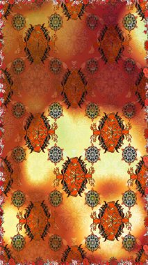 Çiçek kompozisyonu. - Kahverengi ve turuncu çiçekler. Raster deseni. Çiçek kolajı. Doğa. Çiçek arkaplan. Küçük çiçekte güzel desen var..