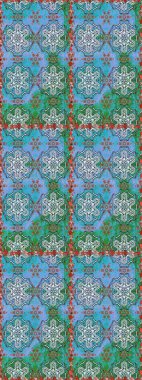 Çiçek mavisi ve nötr dikişsiz desen. Raster çiçek izi. Klasik taslak çizimi.