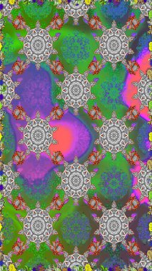 Düz Çiçek Elementleri Tasarımı. Yeşil renkli çiçekler. Renkli Bahar Temalı Kusursuz Arkaplan. Güzel çiçek deseni..