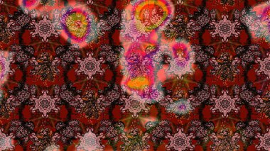 Raster düz çiçek çizim deseni. Hediye ambalaj kağıdı, tebrik kartları, posterler ve pankart tasarımı. Kahverengi renkte çiçekler.