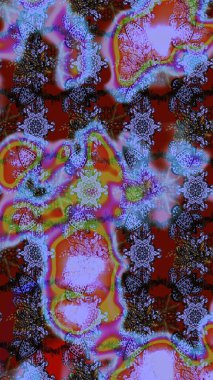 Mavi renkli bitkilerden oluşan parlak çiçekli çizim deseni.