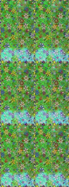 Güzel, parlak, pürüzsüz kumaş, tuval. Çiçek çelengi. Şablon, pürüzsüz, çiçekli kenar. Eski moda arka plan. Raster illüstrasyonu. Kıvırcık, parlak örgü.