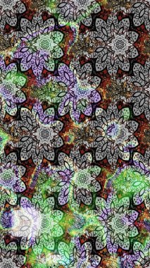 Çiçekli karalama şeklinde Raster çiçek deseni. Gri renkli çiçekler. Nazik, narin çiçek arkaplanı.