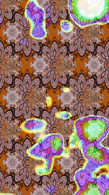 Renkli Bahar Teması eskiz kalıbı. Kahverengi renkte zarif çiçekli suluboya. Düz Çiçek Elementleri Tasarımı. Raster illüstrasyonu.