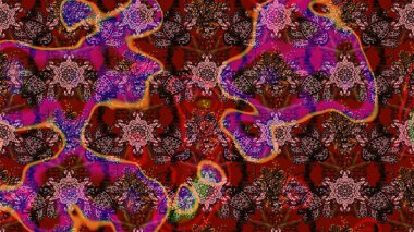 Küçük çiçekli yay deseni çiz. Raster illüstrasyonu. Suluboya tarzında kahverengi renkler üzerine.