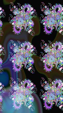 Çiçeksel çizim kalıbının yansıması. Vadinin çiçekleri siyah renklerde.