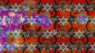 Çiçek ve yapraklı karalama şeklinde Raster çiçek deseni. Kahverengi renklerde bahar çiçekleri. Raster illüstrasyonu.