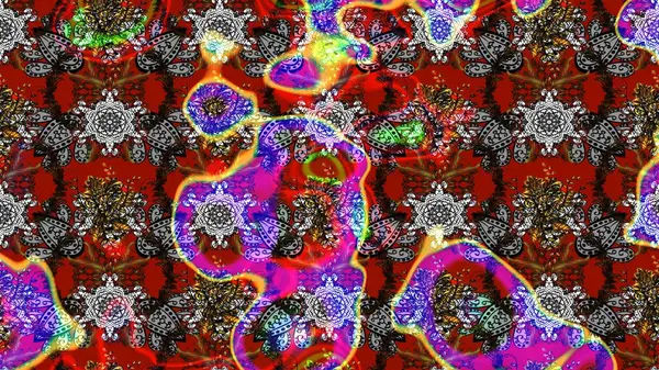 Soyut etnik raster çizim kalıbı. Kabile sanatı boho baskısı, klasik çiçek arkaplanı. Arkaplan dokusu, duvar kağıdı, gri renkli çiçek teması.