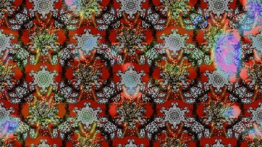 Çiçek ve yapraklı çiçek deseni. Küçük çiçekli şirin bir desen. Raster illüstrasyonu.