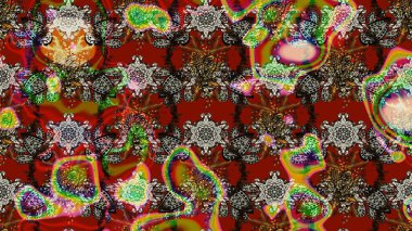 Çiçek deseni. Kırmızı renkte çiçek çizimi. Şatafatlı bahar bahçesi dokusu. Raster illüstrasyonu. Kırmızı renkte çiçekler.