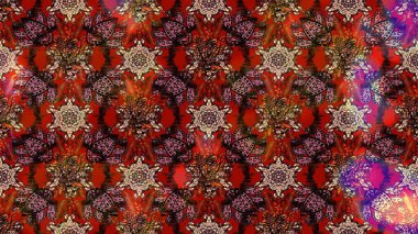 Şirin çiçekli eskiz deseni ve kahverengi renkli yapraklar, suluboya çiçek deseni, duvar kağıdı, kart veya kumaş için fayanslı. Raster illüstrasyonu.