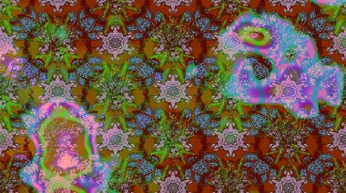 Raster illüstrasyonundaki çiçek desenli çizim. Kahverengi renkli çiçekler. Renkli Bahar Teması eskiz kalıbı. Düz Çiçek Elementleri Tasarımı.