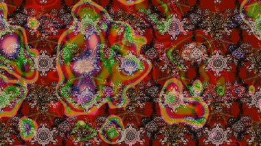 Çiçekli yaz çiçekleri. Küçük çiçekte güzel bir desen. Küçük renkli çiçekler. Moda baskıları için zarif bir şablon. Motley illüstrasyonu. Çizim.