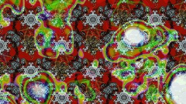 Raster illüstrasyonundaki çiçek desenli çizim. Yeşil renkte çiçekler.