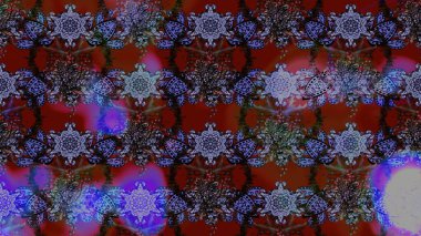 Suluboya çiçekli çiçek deseni. Raster illüstrasyonu. Kırmızı renkte Asyalı tekstil.