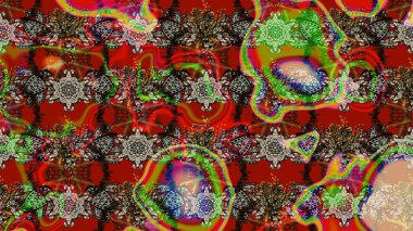 Raster illüstrasyonundaki çiçek desenli çizim. Kırmızı renkte çiçekler. Renkli Bahar Teması eskiz kalıbı. Düz Çiçek Elementleri Tasarımı.