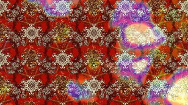 Sevimli çiçek raster deseni. Kahverengi renkli çiçekler. Renkli Bahar Teması eskiz kalıbı. Düz Çiçek Elementleri Tasarımı.