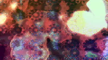 Çiçekli karalama şeklinde Raster çiçek deseni. Yumuşak, bahar çiçekli arka plan. Kahverengi renkte çiçekler.