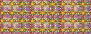 Sevimli çiçek raster deseni. Kahverengi renkli çiçekler. Renkli Bahar Temalı Kusursuz Arkaplan. Düz Çiçek Elementleri Tasarımı.