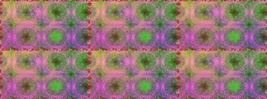 Yeşil ve pembe renklerde parlak çiçekli halı ile kusursuz desen..