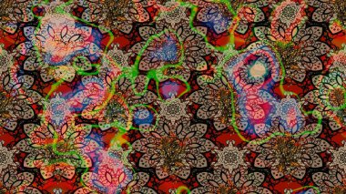 Çiçekli karalama şeklinde Raster çiçek deseni. Kahverengi renkte yaz çiçekleri. Raster illüstrasyonu.