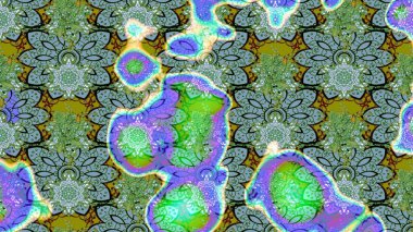 Raster illüstrasyonundaki çiçek desenli çizim. Yeşil renkte çiçekler.