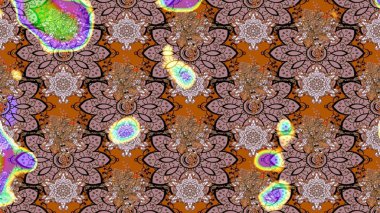 Çiçeksel çizim kalıbının yansıması. Vadinin çiçekleri kahverengi renklerde.