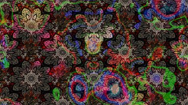 Siyah renkli etnik çiçeklerle süslenmiş zarif bir eskiz şekli. Asya Tekstil 'inde Raster Çiçek İllüstrasyonu.