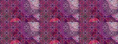 Raster illüstrasyonundaki çiçek desenli çizim. Renkli Bahar Teması eskiz kalıbı. Mor ve nötr renkte çiçekler. Düz Çiçek Elementleri Tasarımı.