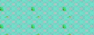 Raster illüstrasyonu. 3D çiçekler, eskiz. Mavi ve yeşil renklerde.