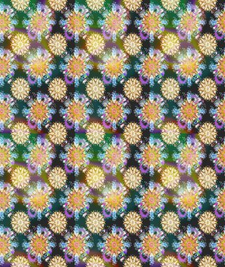 Raster illüstrasyonunda kusursuz çiçek deseni. Renkli Bahar Temalı Kusursuz Arkaplan. Düz Çiçek Elementleri Tasarımı. Tarafsız ve bej renkli çiçekler.