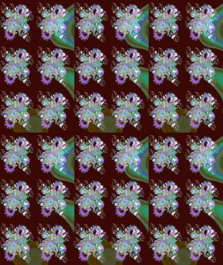 Asya tekstil tarzında. Güzel kumaş deseni. Düz Çiçek Elementleri Tasarımı. Renkli Bahar Temalı Kusursuz Arkaplan. Raster illüstrasyonu. Kusursuz çiçek deseni.