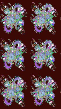 Sketch Floral Pattern in Raster illustration. Fancy fabric pattern. Colour Spring Theme sketch pattern Background. Flat Flower Elements Design.