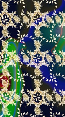 Renkli Bahar Teması eskiz kalıbı. Düz Çiçek Elementleri Tasarımı. Raster..