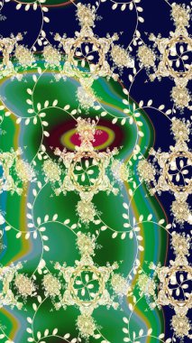 Çiçekli karalama şeklinde Raster çiçek deseni. Nazikçe, güzel çiçek arkaplanı. Yeşil renkte çiçekler.