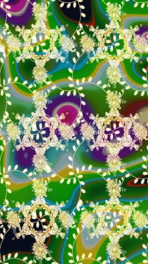 Çiçekli güzel suluboya desen. Raster illüstrasyonu. Yeşil renklerde.