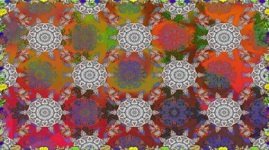 Çiçekli karalama şeklinde Raster çiçek deseni. Kahverengi ve gri renkli çiçekler. Yumuşak, bahar çiçekli arka plan.