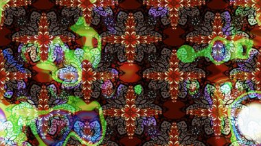 Kahverengi renklere karalama yapan çiçek desenli çizim. Raster illüstrasyonu.