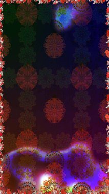 Kahverengi ve gri renklerde etnik çiçeklerle kusursuz bir desen. Asya Tekstil 'inde Raster Çiçek İllüstrasyonu.