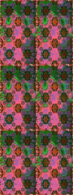 Raster illüstrasyonunda kusursuz çiçek deseni. Yeşil ve pembe renkte çiçekler.