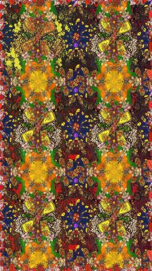 Birçok kahverengi ve sarı soyut çiçekli tropik, pürüzsüz desen. Varicolobrown ve sarı raster pürüzsüz illüstrasyon. Küçük çiçekte sevimli çiçek deseni var..