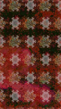 Kahverengi ve kırmızı çiçekli kusursuz desen, suluboya çiçek deseni, sevimli çiçek, duvar kağıdı, kart veya kumaş için fayanslı. Raster - stok.