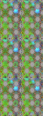 Kumaş desenli papatya çiçeği detayı. Yeşil renkte çiçekler.