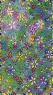 Çiçeksiz desenli arka plan. Gömlek baskısı için çiçek boyası. Yeşil renkte çiçekler.